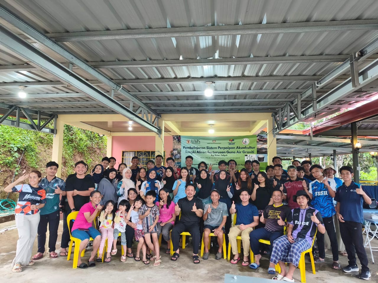 Mahasiswa UMS Bantu Komuniti Kampung Natai Bangunkan Sistem Akuakultur Lestari